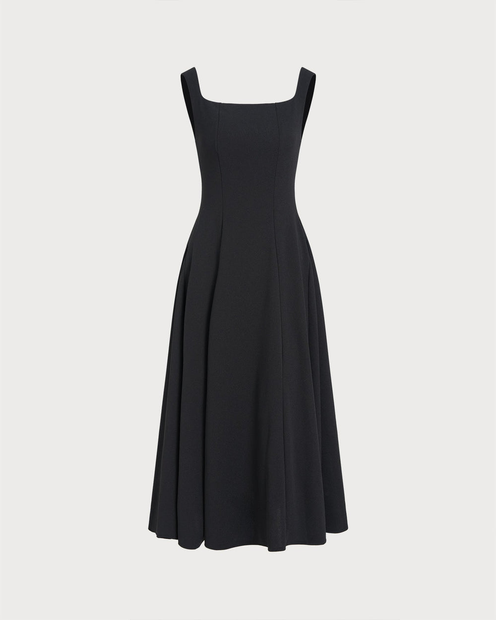 Black Solid Zipper Slip Midi Dress | Rihoas