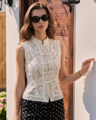 White Collar Floral See Through Tank | Rihoas