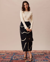The Beige Ribbed Cut Out Bowknot Knit Top | Rihoas