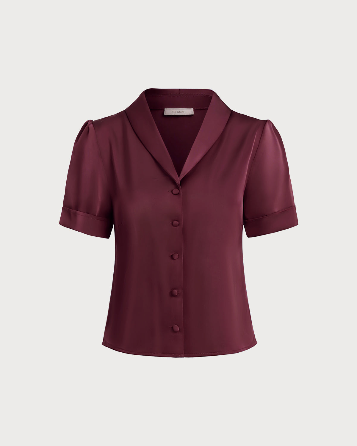 Wine Red Satin Blouse | Rihoas