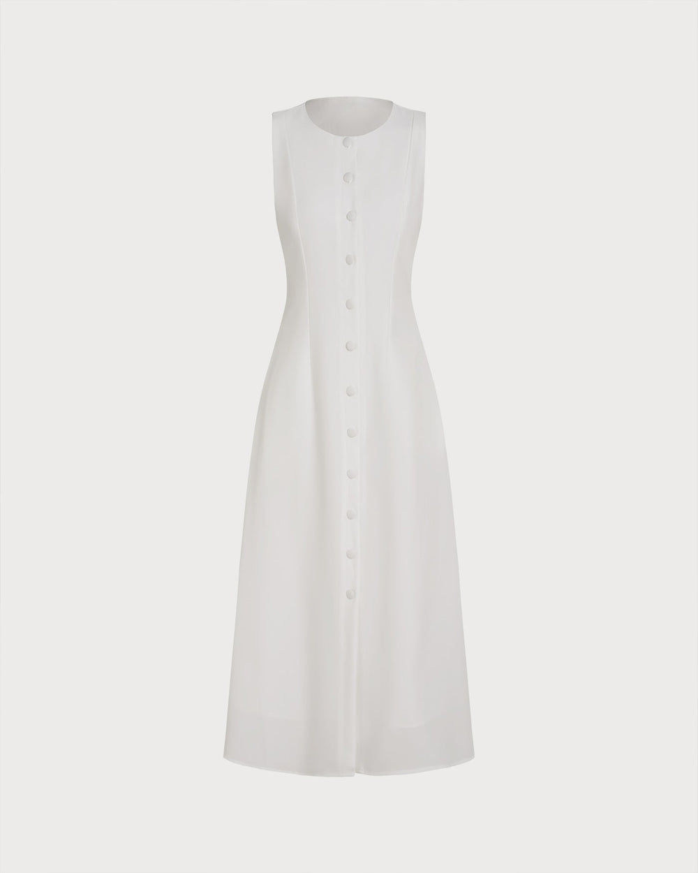 White Button Tie Tunic Midi Dress | Rihoas