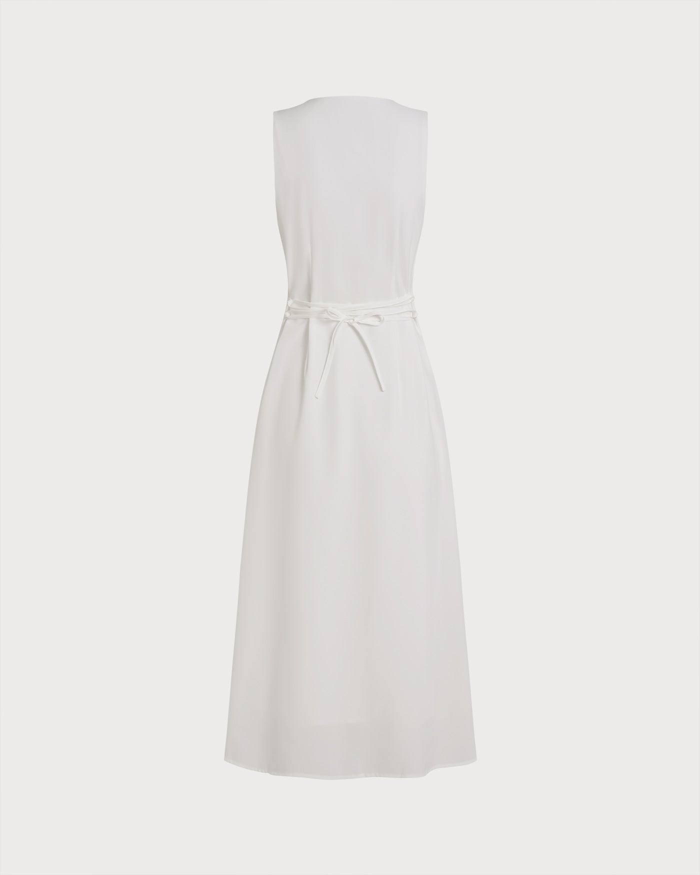 White Button Tie Tunic Midi Dress | Rihoas