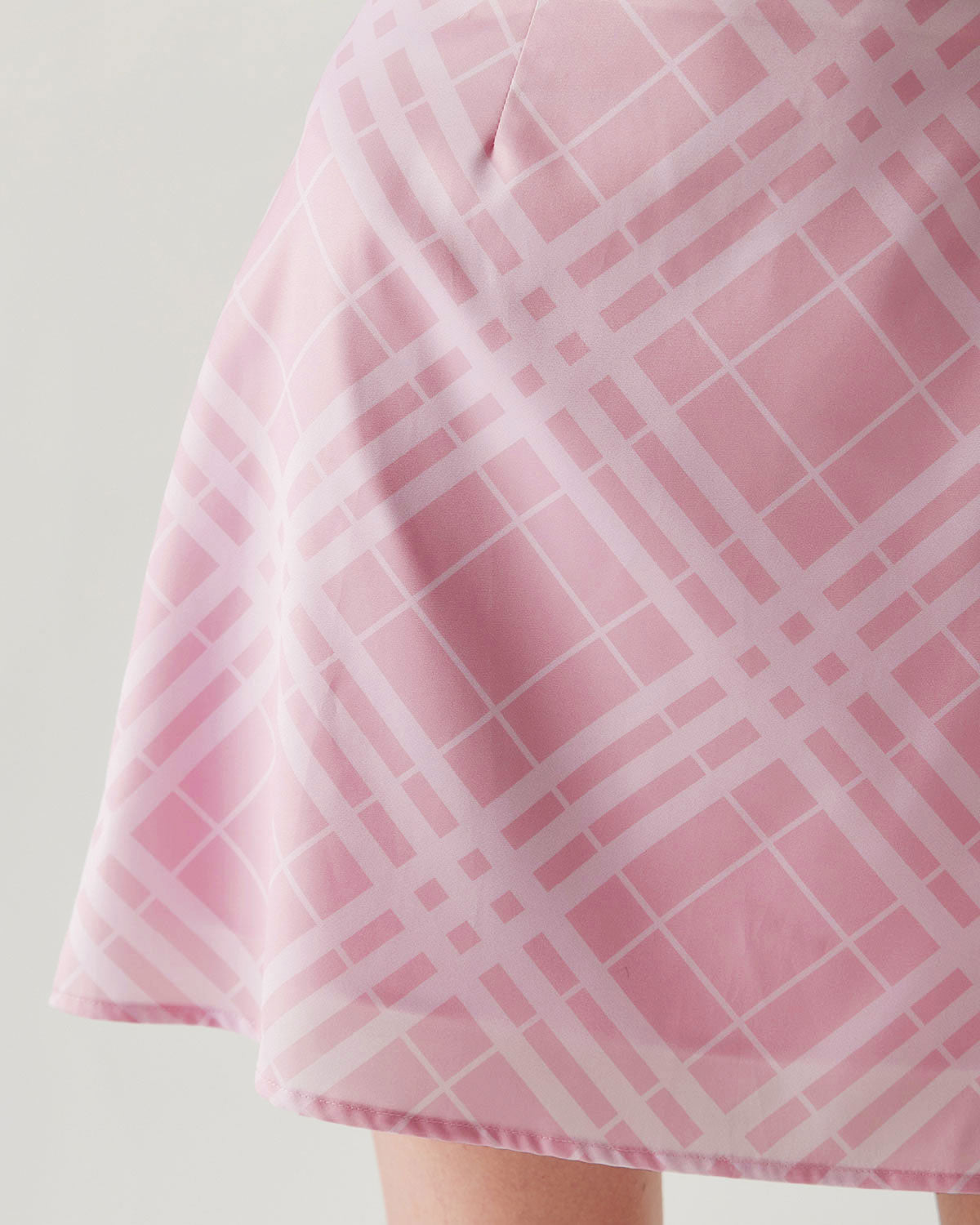 Pink Plaid A-line Mini Skirt | Rihoas