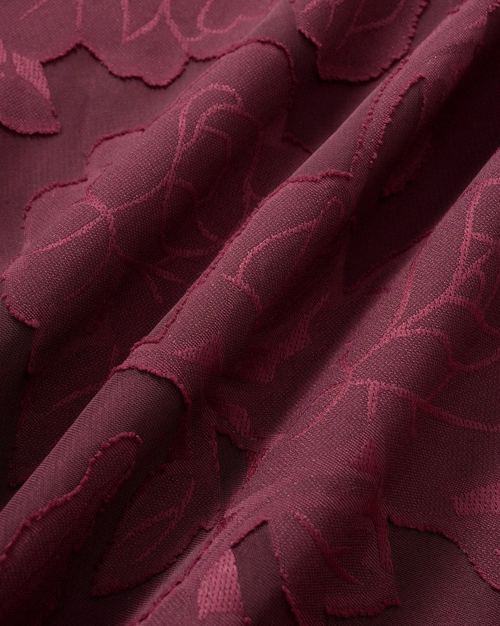 Wine Red Jacquard Slit Midi Dress | Rihoas