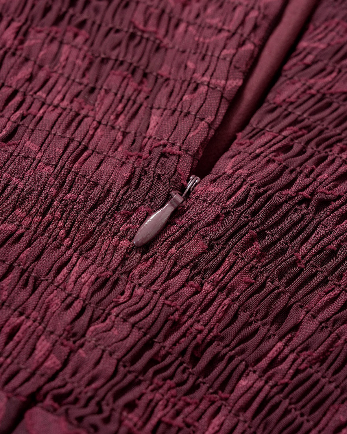 Wine Red Jacquard Slit Midi Dress | Rihoas