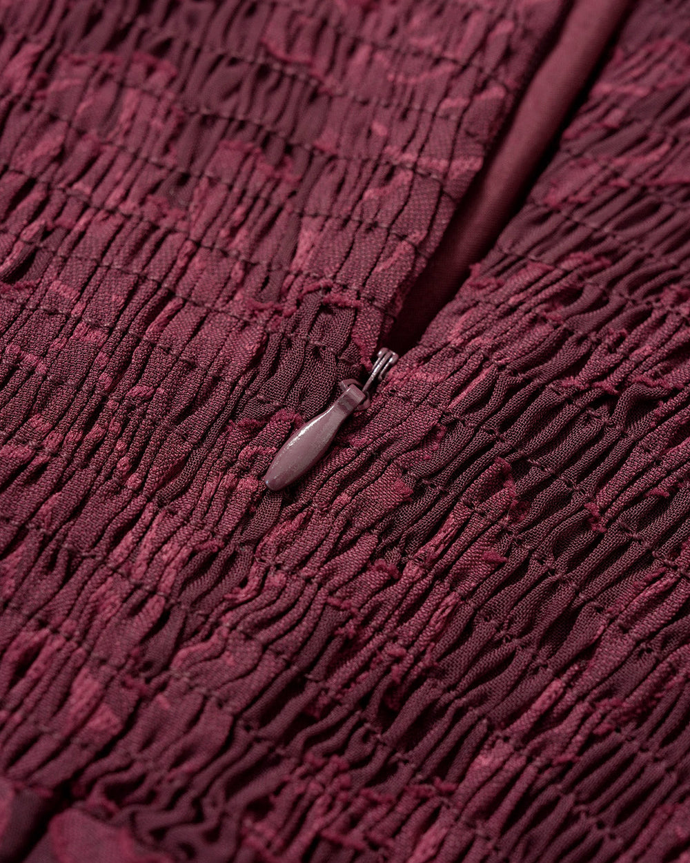 Wine Red Jacquard Slit Midi Dress | Rihoas