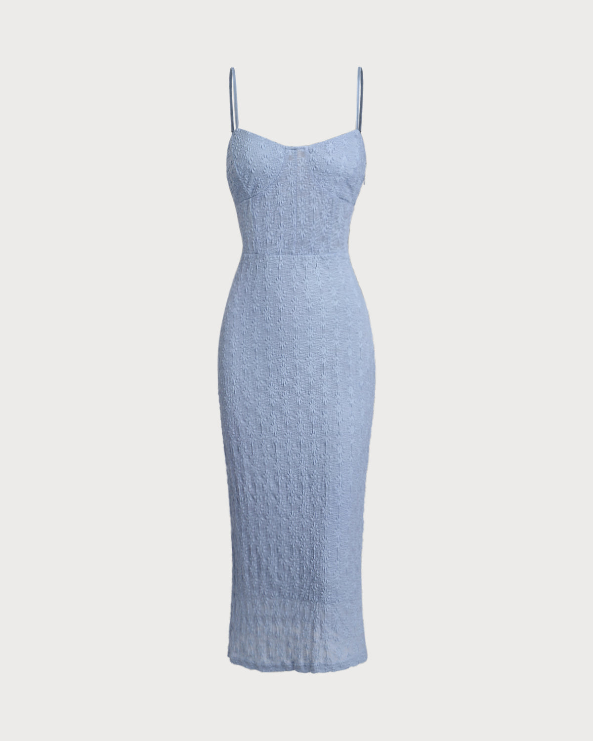 Blue Lace Slip Bodycon Midi Dress | Rihoas