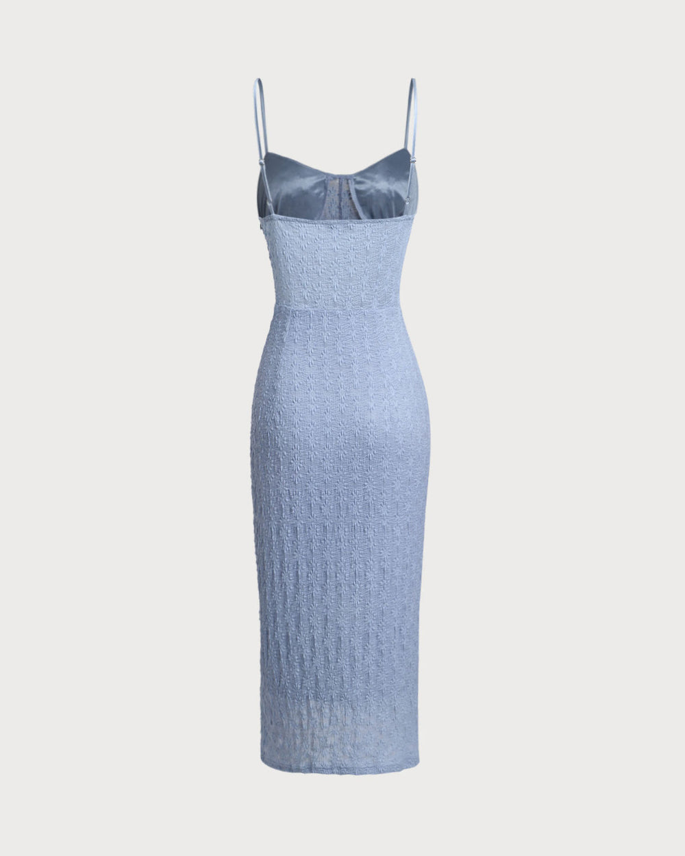 Blue Lace Slip Bodycon Midi Dress | Rihoas