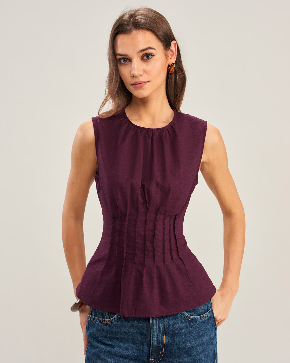 Purple Ruched Tank Top | Rihoas