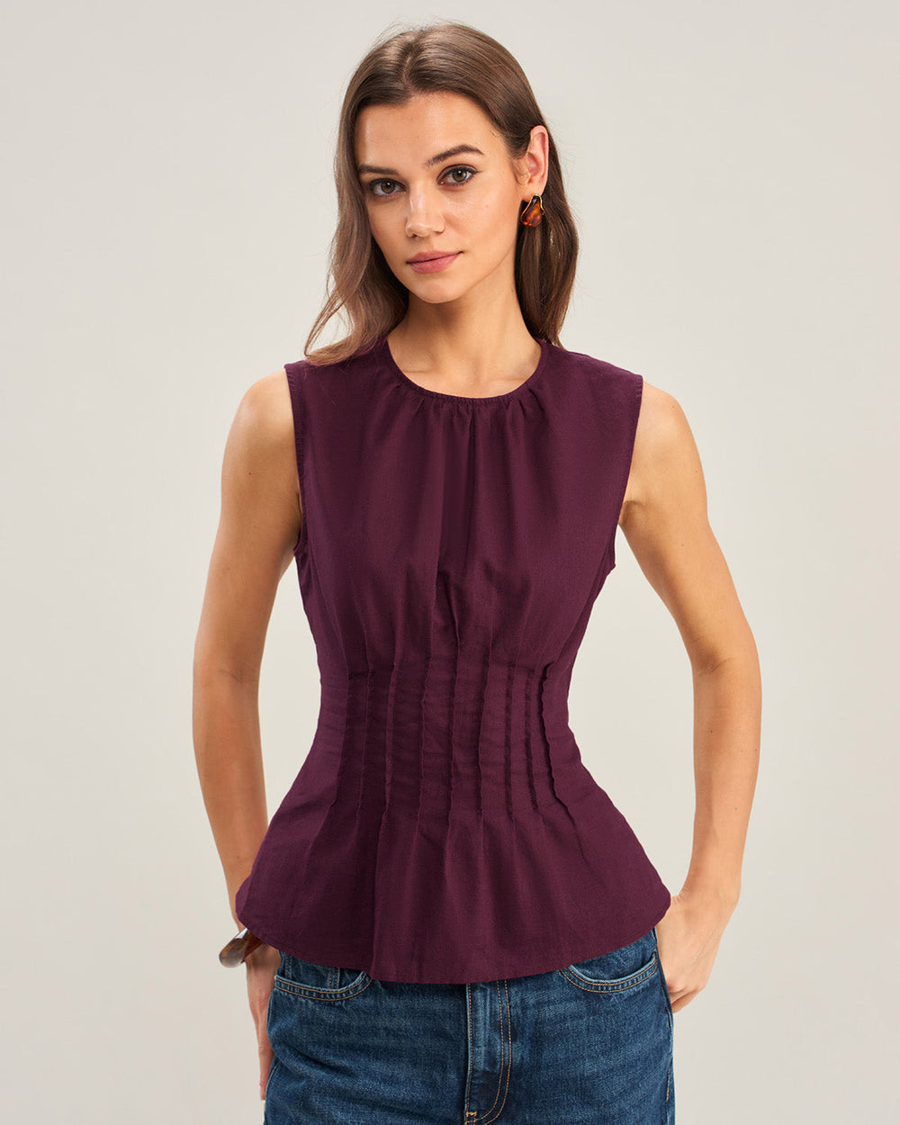 Purple Ruched Tank Top | Rihoas