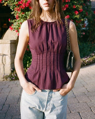 Purple Ruched Tank Top | Rihoas