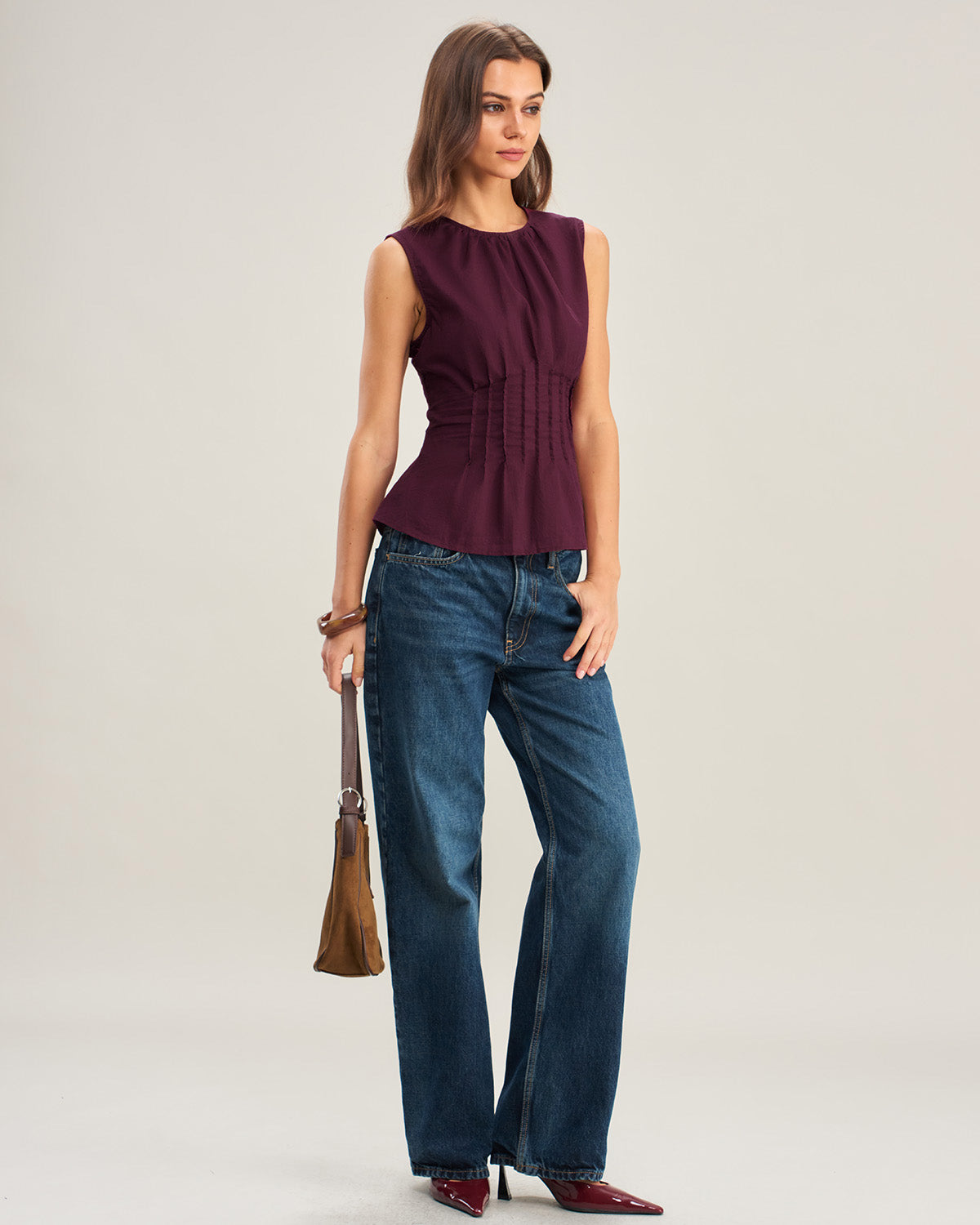 Purple Ruched Tank Top | Rihoas