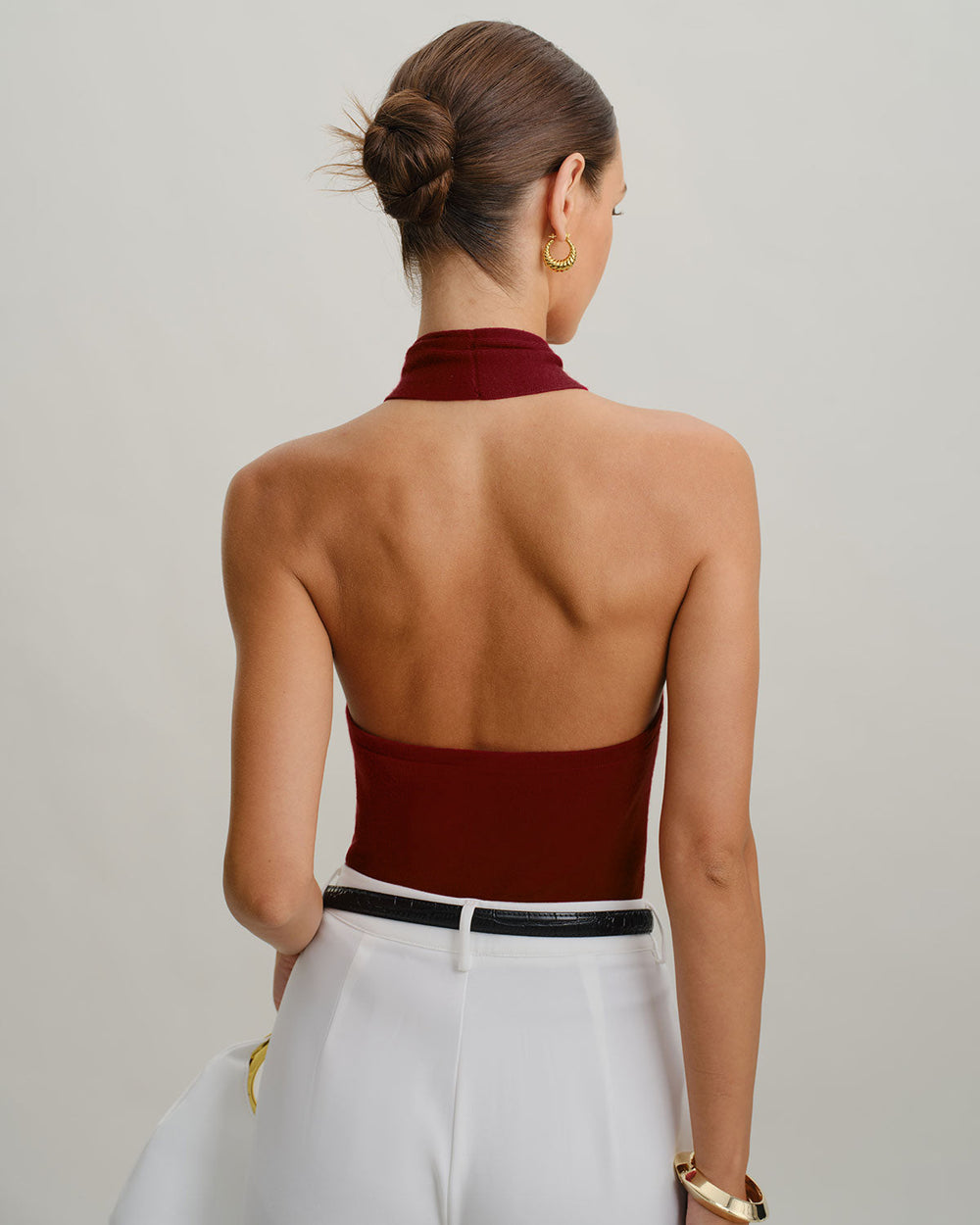 Red Knit Halter Vest | Rihoas