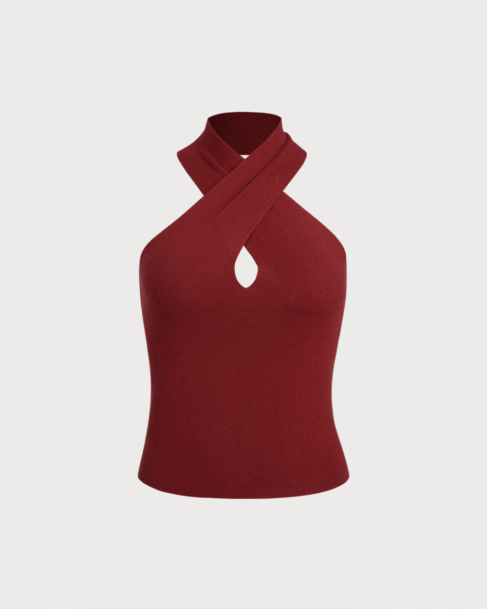 Red Knit Halter Vest | Rihoas