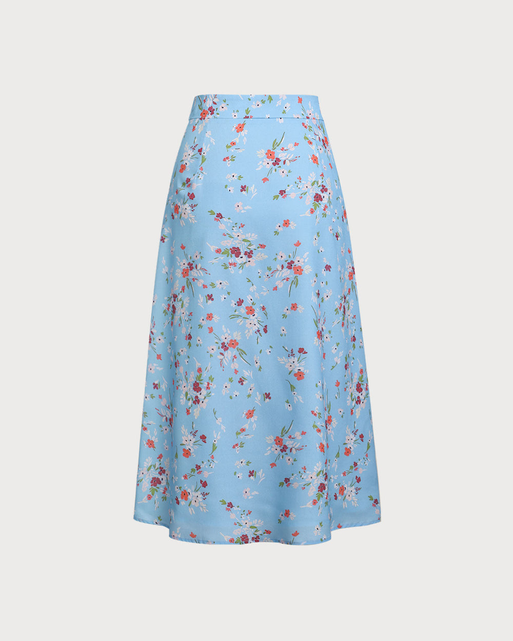 Blue Floral Slit A-Line Midi Skirt | Rihoas