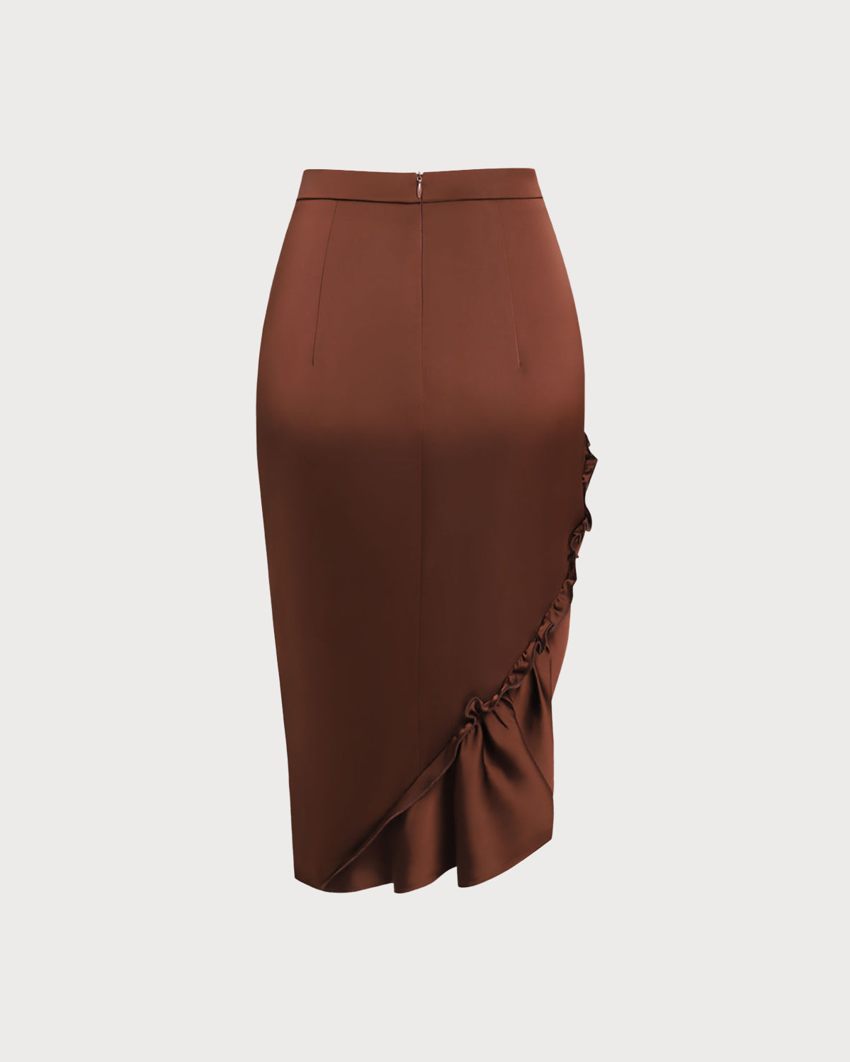 Coffee Ruched Pencil Midi Skirt | Rihoas