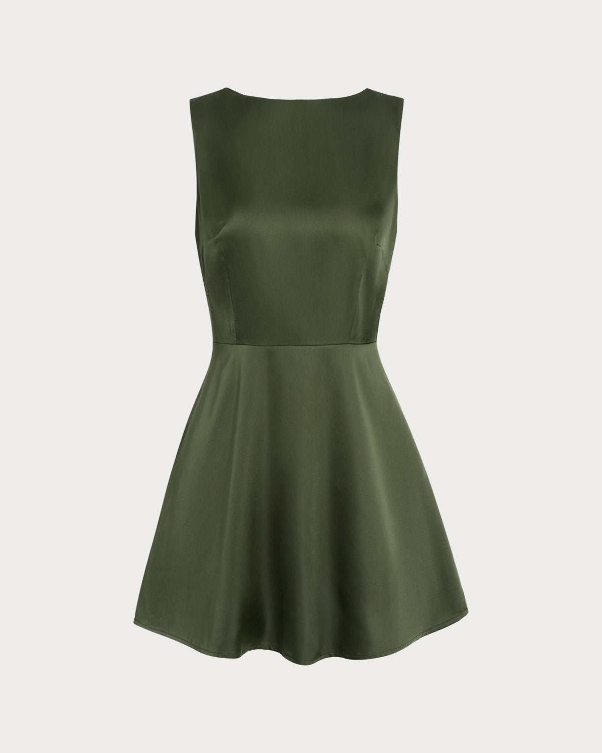 Green Satin Sleeveless Mini Dress | Rihoas
