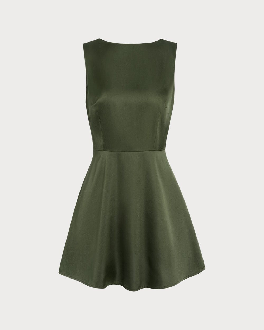 Green Satin Sleeveless Mini Dress | Rihoas