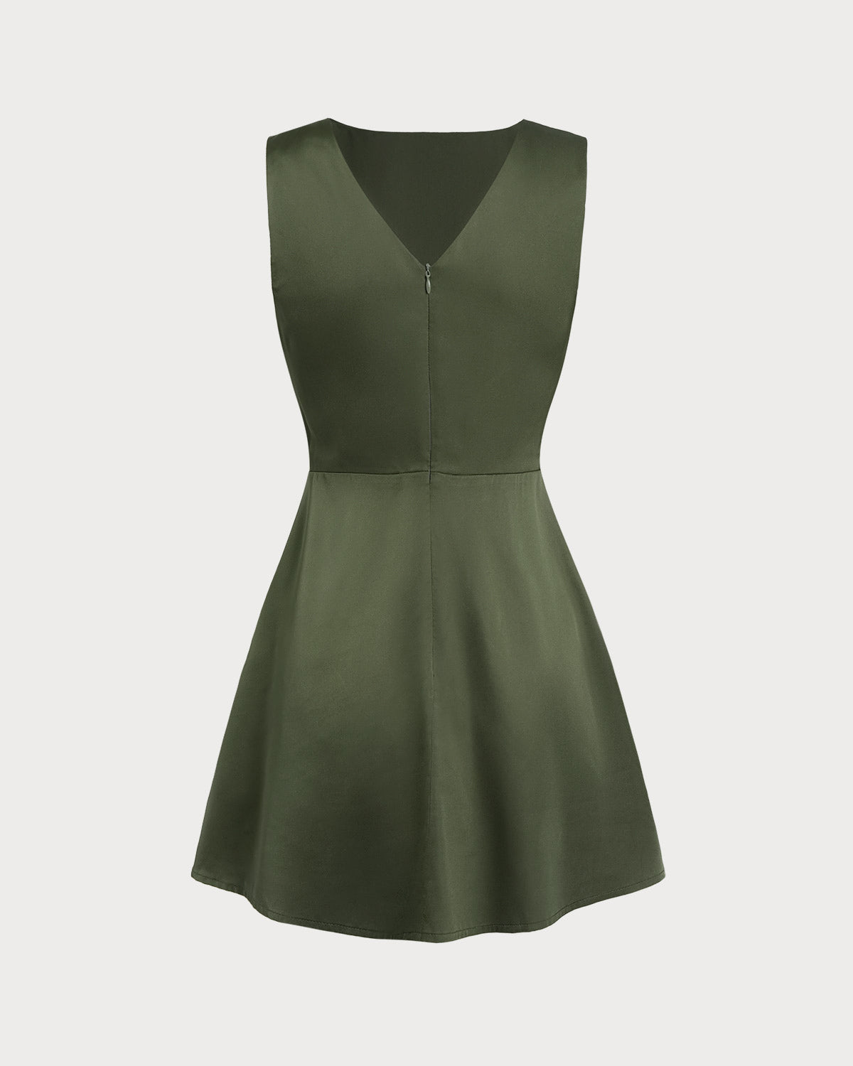 Green Satin Sleeveless Mini Dress | Rihoas