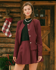 Wine Red Single Breasted Jacket | Rihoas
