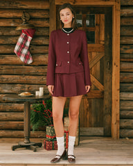 Wine Red Single Breasted Jacket | Rihoas