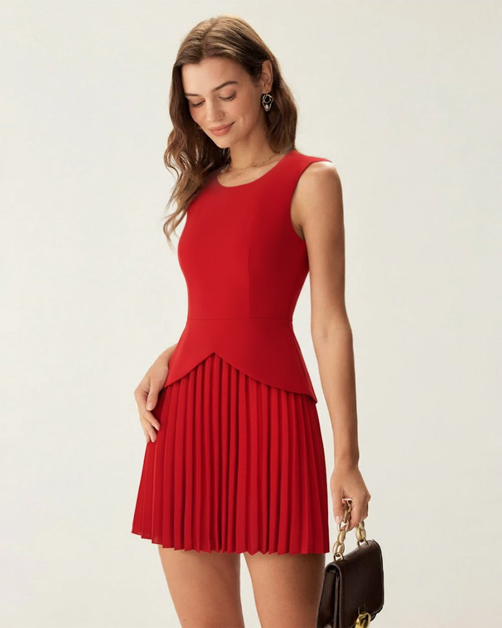Red Ruched Mini Dress | Rihoas