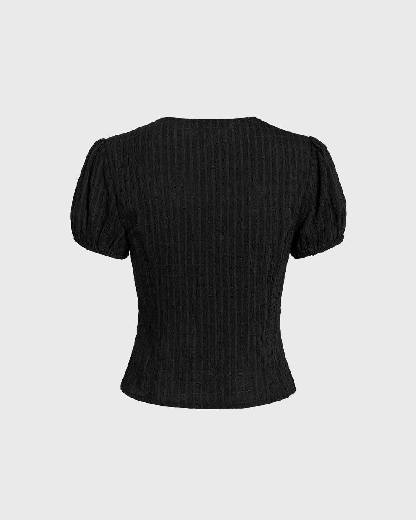 Black Jacquard Lace Button Blouse | Rihoas