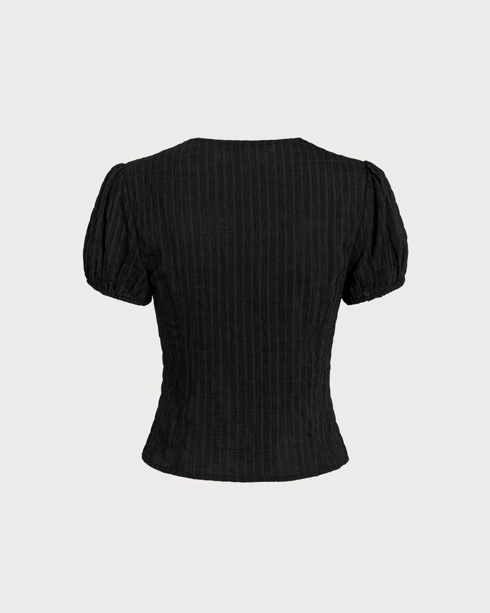 Black Jacquard Lace Button Blouse | Rihoas