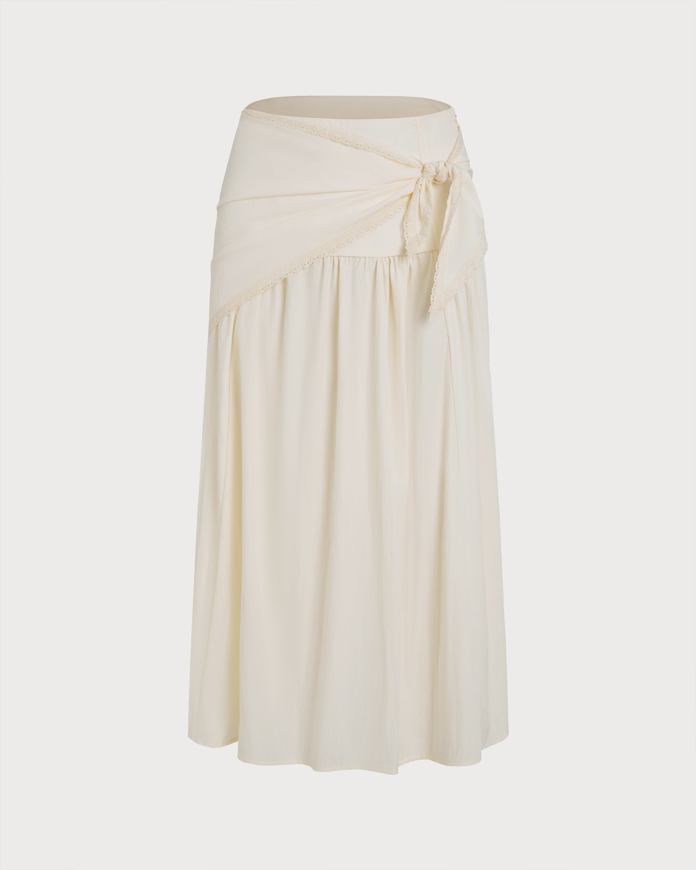 Apricot Splicing Tie Midi Skirt | Rihoas