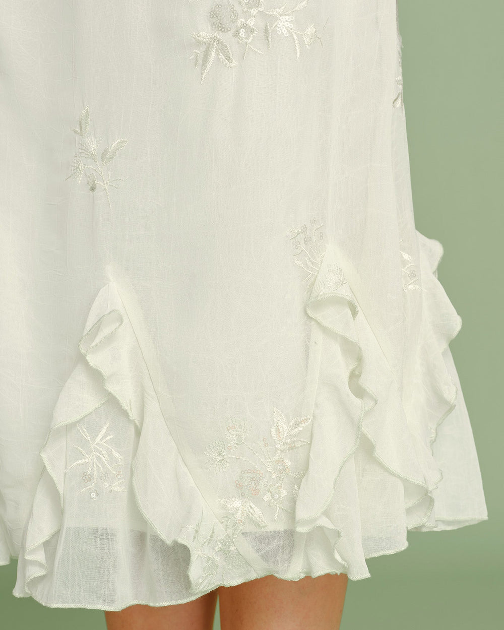 Apricot Embroidery Ruffle Midi Skirt | Rihoas