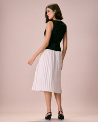 The Black Boat Neck Button Tank Top | Rihoas