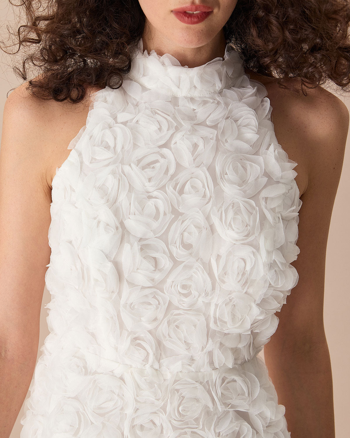 The White Mock Neck Tie-Back Mini Dress | Rihoas