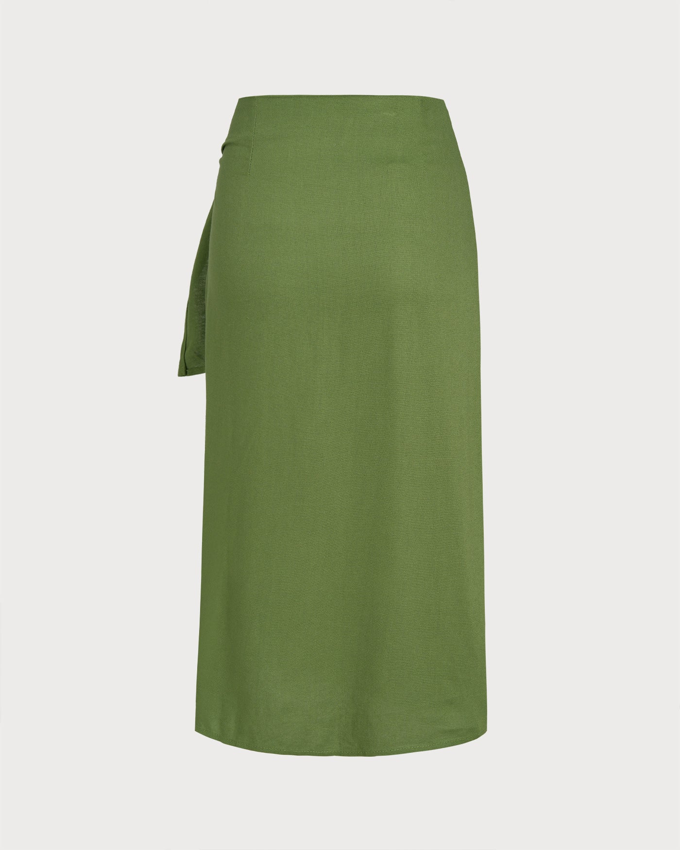 Green Solid Tie Midi Skirt | Rihoas