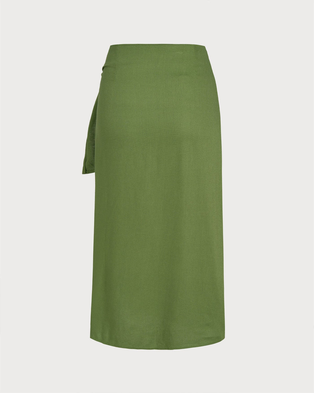 Green Solid Tie Midi Skirt | Rihoas