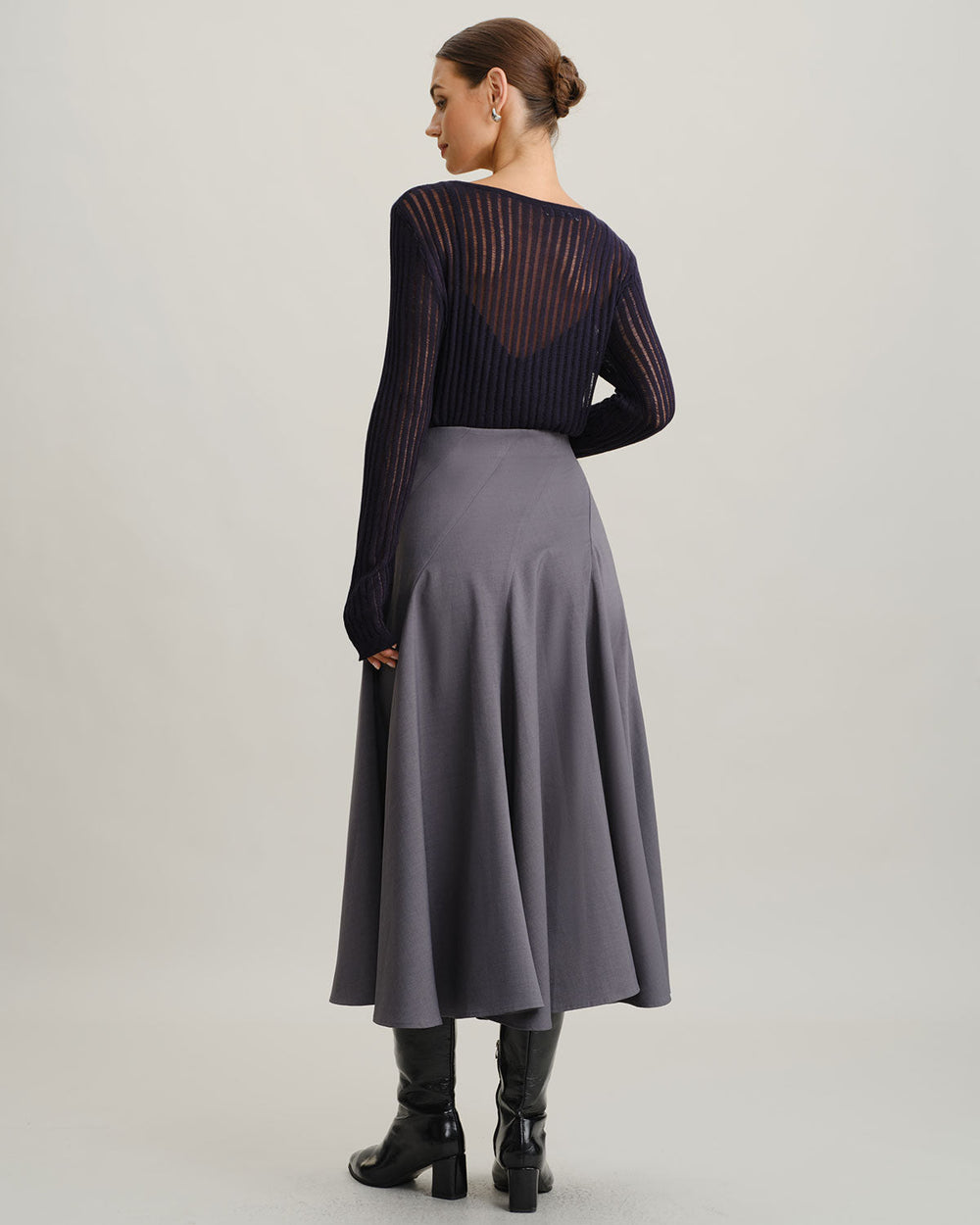 Navy Pullover Sweater Two-Piece Set | Rihoas