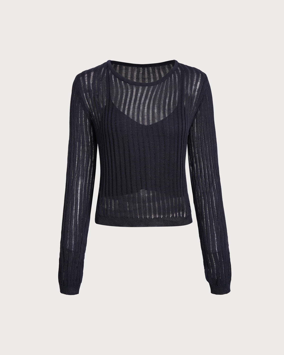 Navy Pullover Sweater Two-Piece Set | Rihoas