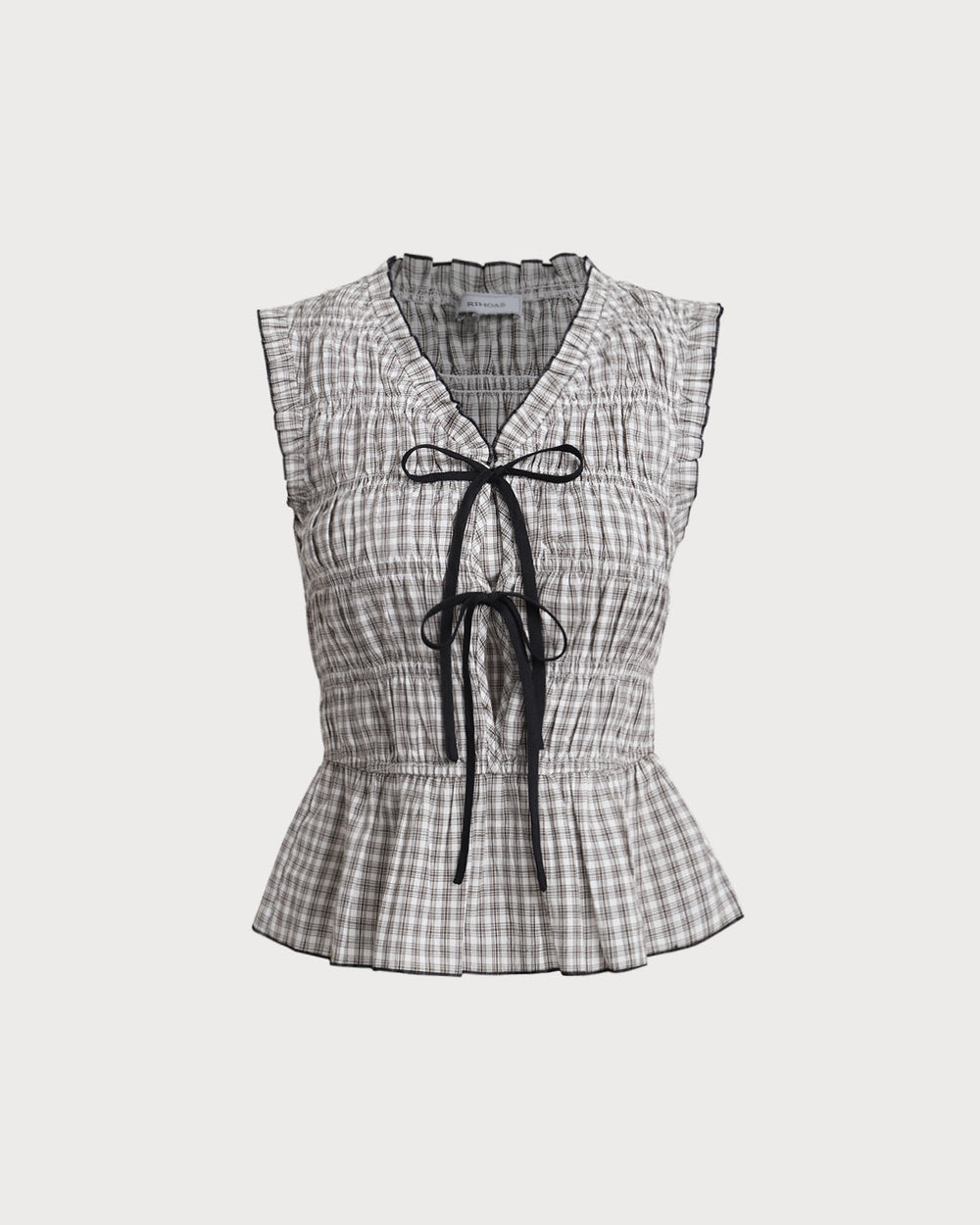 Black Plaid Bowknot Tank Top | Rihoas