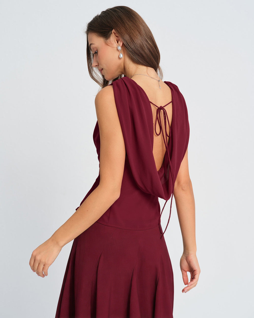 Wine Red Boat Neck Tank Top | Rihoas