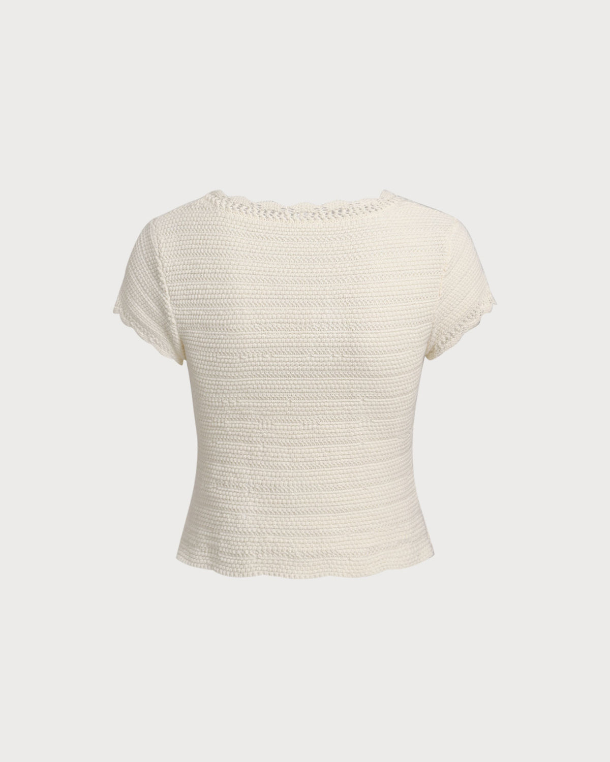 Beige U Neck Textured Cardigan | Rihoas