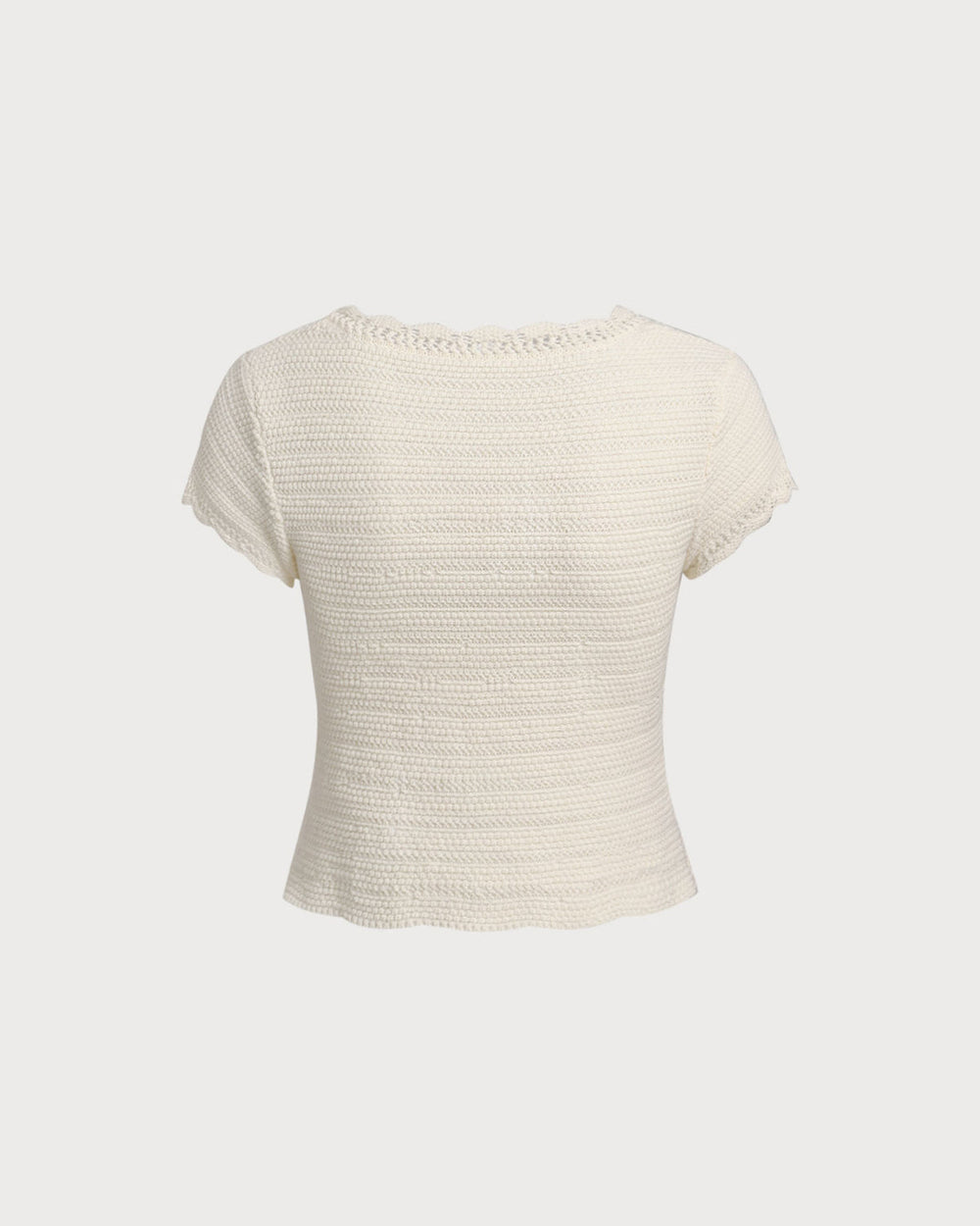 Beige U Neck Textured Cardigan | Rihoas