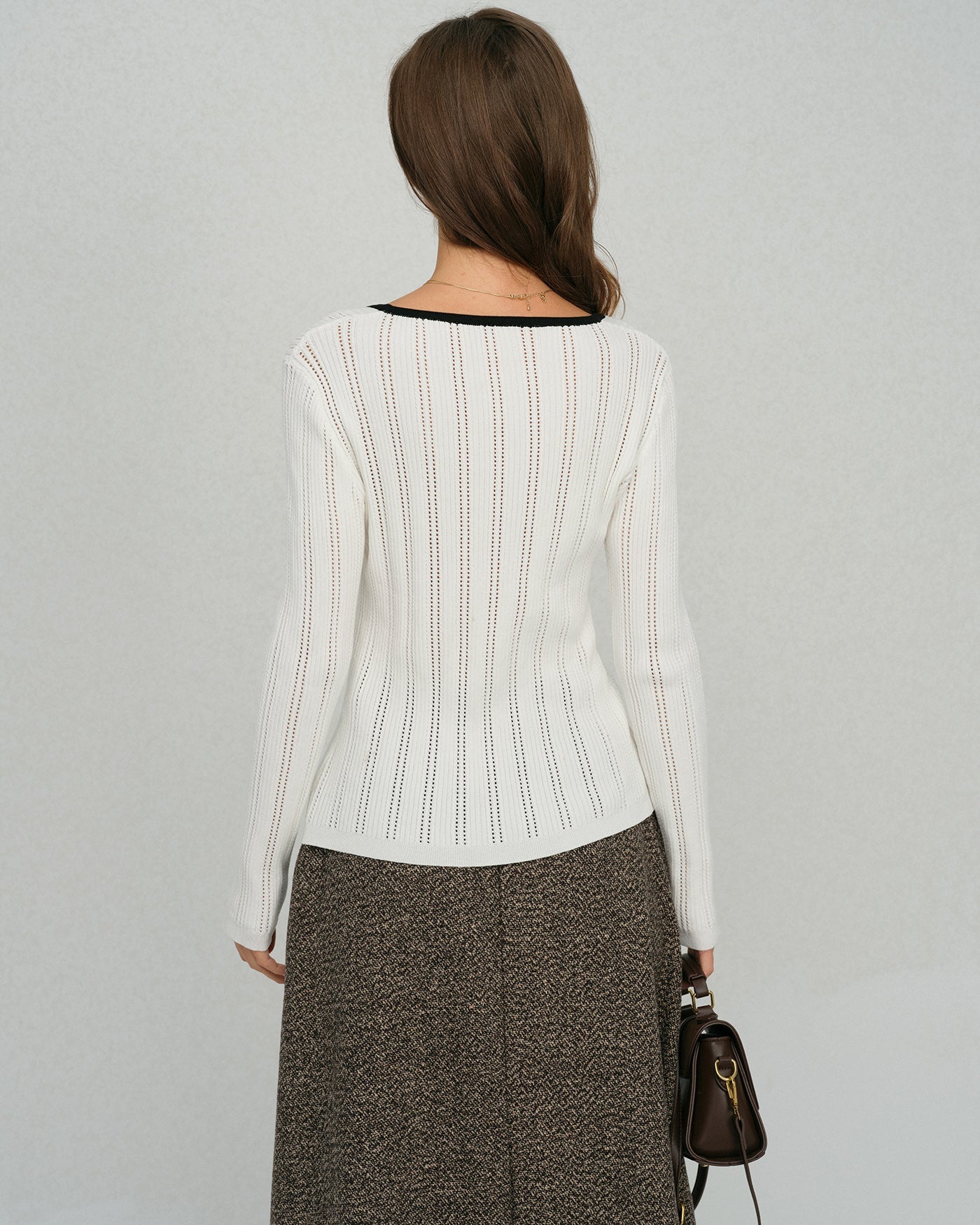 White  Single Breasted Viscose Knit Cardigan | Rihoas