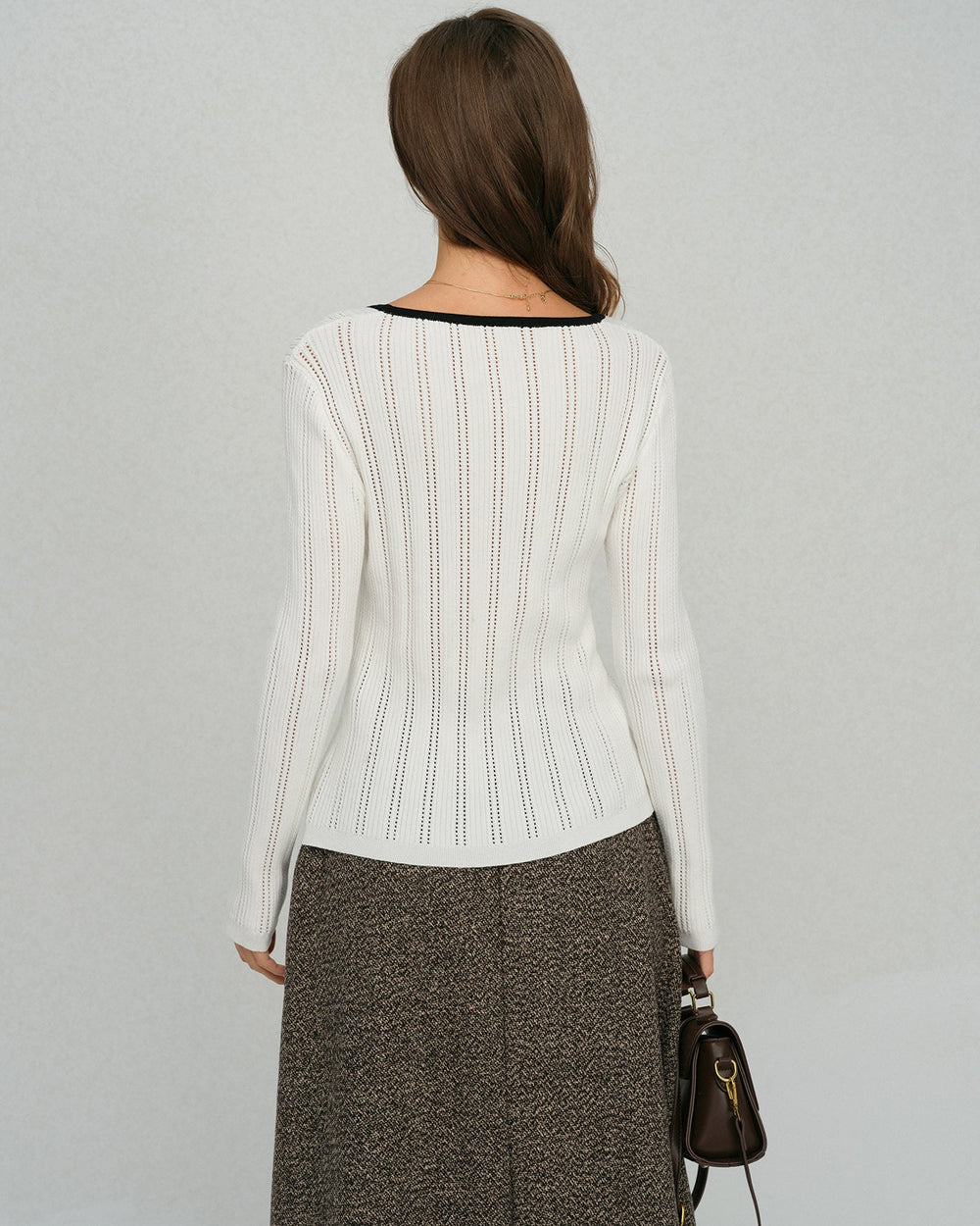 White  Single Breasted Viscose Knit Cardigan | Rihoas