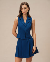 Blue Pockets A-Line Mini Skirt | Rihoas