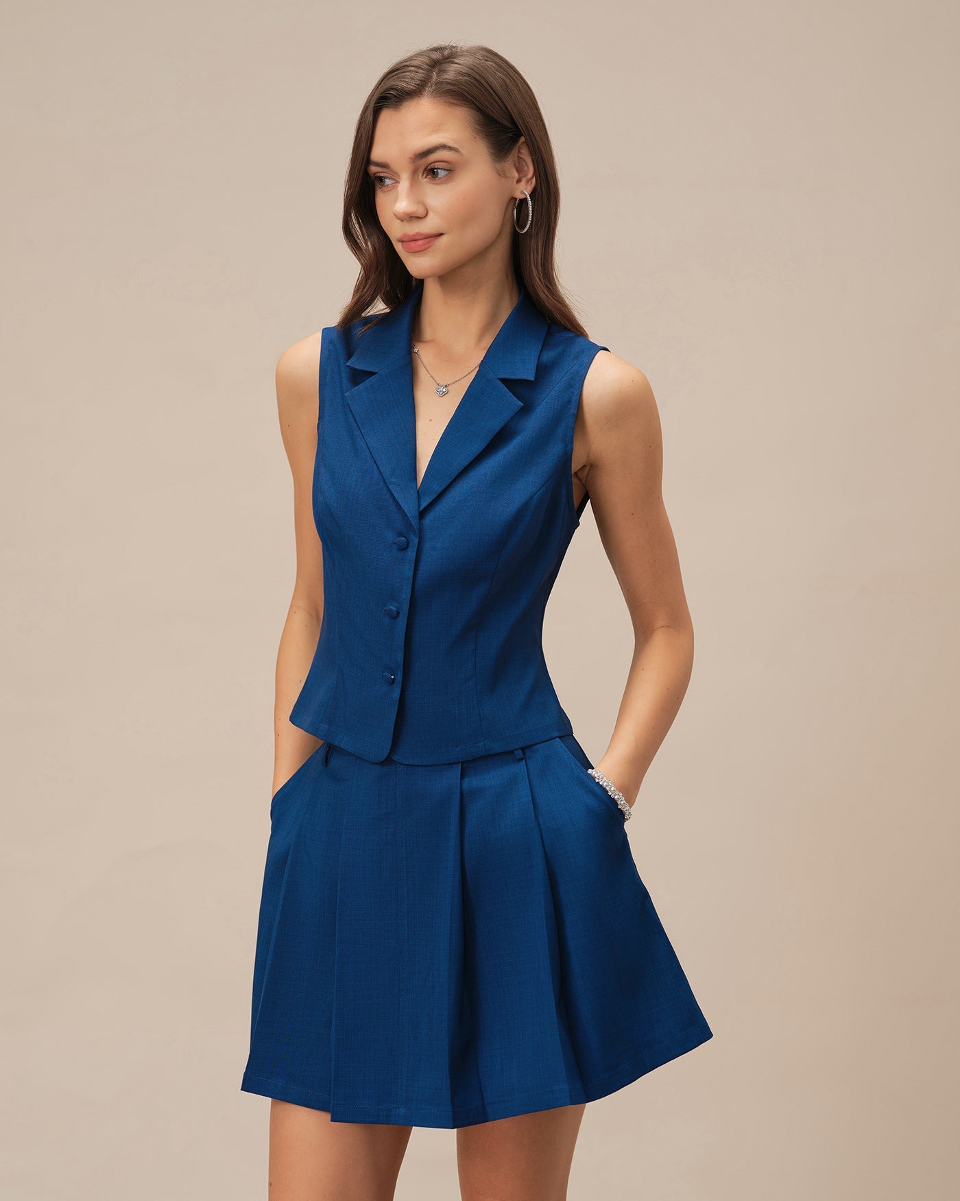 Blue Pockets A-Line Mini Skirt | Rihoas