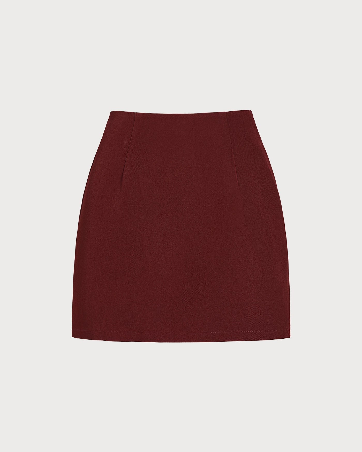 Wine Red Natural Waisted A-Line Mini Skirt | Rihoas