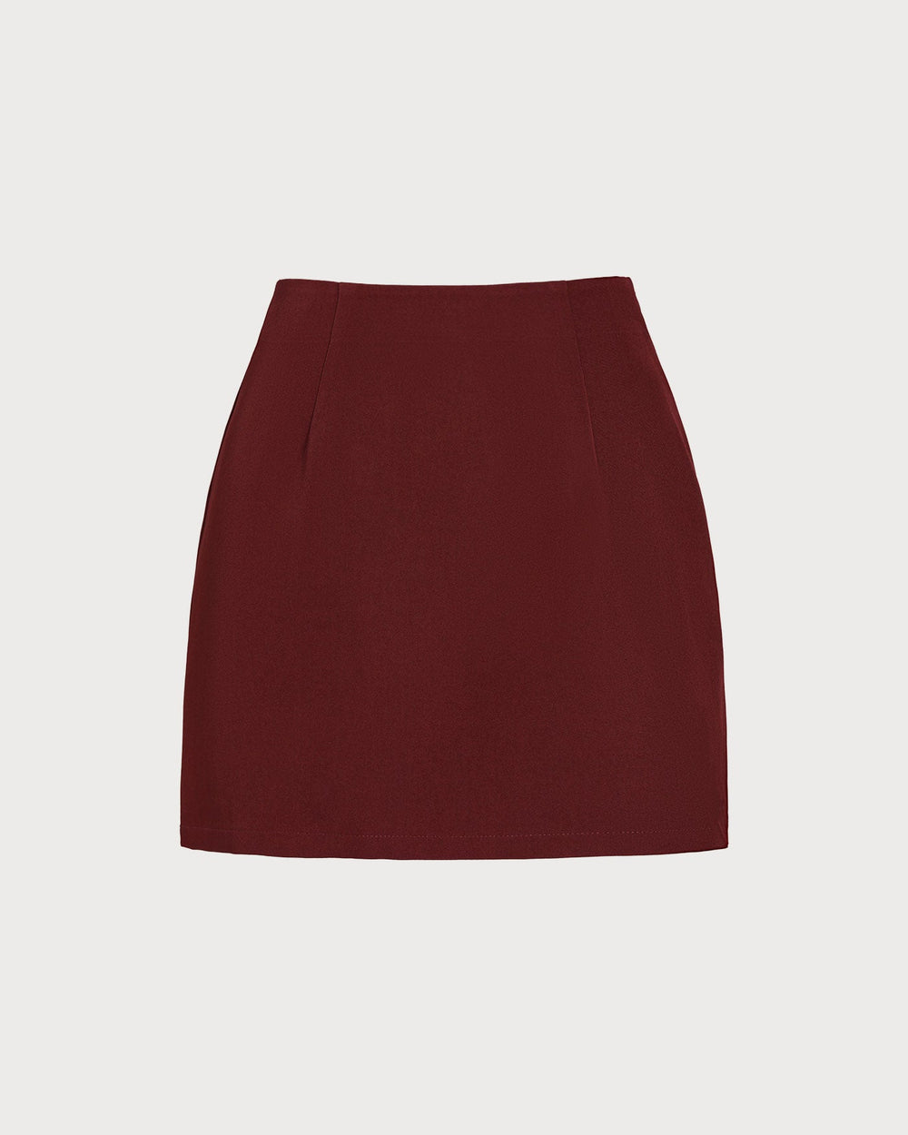 Wine Red Natural Waisted A-Line Mini Skirt | Rihoas