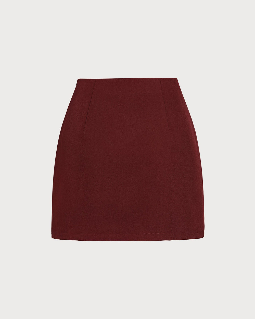 Wine Red Natural Waisted A-Line Mini Skirt | Rihoas