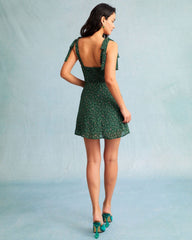 The Green Sweetheart Neck Floral Slip Mini Dress | Rihoas