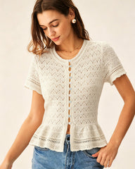 Apricot Textured Single Breasted Cardigan | Rihoas