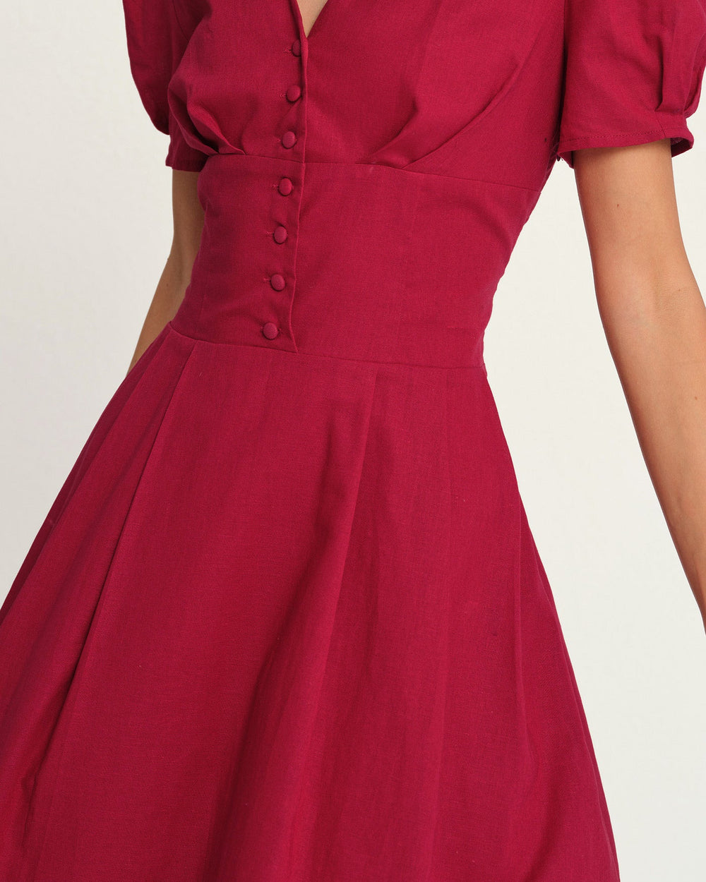 Red V Neck Midi Dress | Rihoas